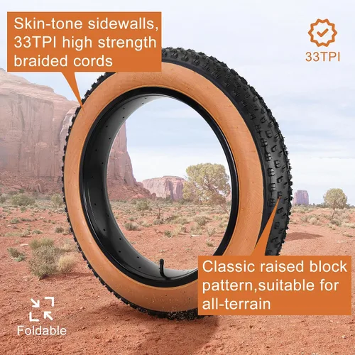 Miniatura 2 de Set of 20x4.0 Fat Tire and Tube, Puncture Resistant Folding Bike Tire Set 102-406 Compatible with E-Bike Mountain Bike MTB Bicycle All-Terrain