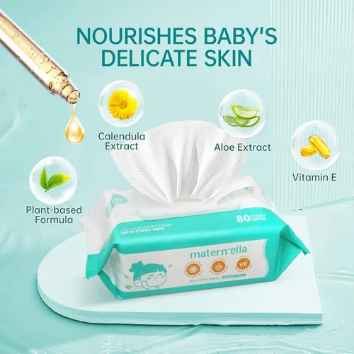 Miniatura 2 de MATERN'ELLA Toallitas para bebés, toallitas para pañales para pieles sensibles, 99% a base de agua, hipoalergénicas, sin perfume y sin alcohol, 3