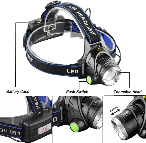 Miniatura 3 de Pocketman Linterna frontal LED, linterna impermeable con zoom, linterna LED súper brillante para camping, correr, senderismo, lectura, ciclismo