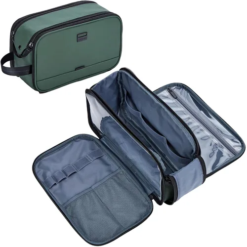 Miniatura 12 de ZEEMO Neceser de viaje para hombre, tamaño mediano, resistente al agua, doble cara, con apertura completa, organizador versátil para accesorios