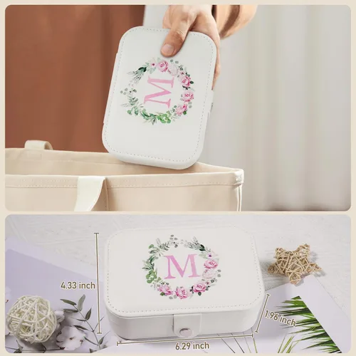 Miniatura 3 de Joyero de viaje para niñas, joyero, portátil, organizador de joyas, regalo para mujeres, mamá, hija, amigas, damas de honor, adolescentes, niñas
