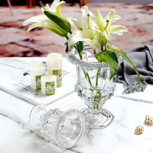 Miniatura 6 de Jarrón de cristal transparente para decoración de escritorio para el hogar, lámpara de viento, florero alto de cristal, para boda, arreglo floral