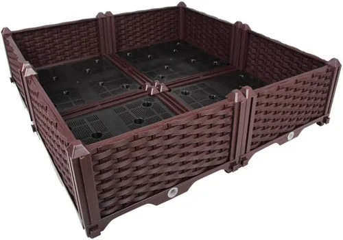 Miniatura 39 de BAOYOUNI - Juego de jardinera cuadrado para jardín elevado, maceta de plástico, caja de cultivo para verduras, hierbas, flores y plantas suculentas