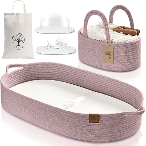 Miniatura 14 de Cesta cambiador de bebé incluye pañalera, suave e impermeable, de doble cubierta, portátil, cambiador para tocador y cambiador, regalo para baby