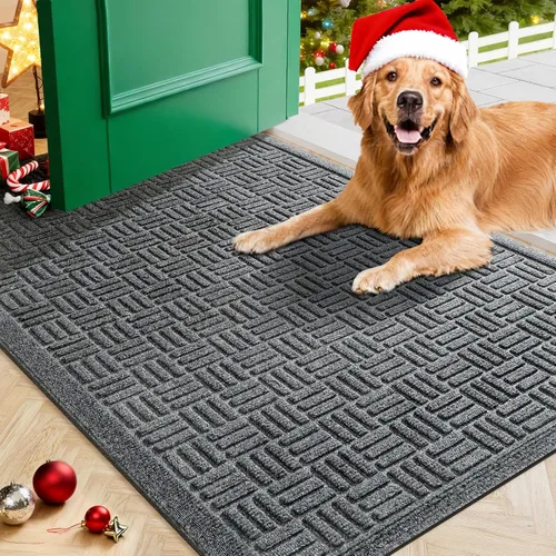 Miniatura 14 de Mibao Tapete para puerta delantera, resistente y duradero, tapete de bienvenida para interiores y exteriores, atrapador de suciedad, impermeable
