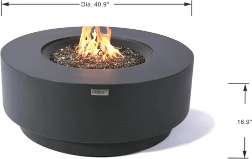 Miniatura 2 de AMS Chimenea Elementi Plus Nimes Mesa redonda de gas propano de hormigón gris oscuro (propano líquido)