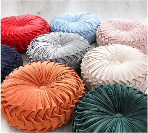 Miniatura 4 de Baiyuruodie Cojín redondo de terciopelo para sofá, cama y dormitorio, cojín decorativo (38cm, naranja)