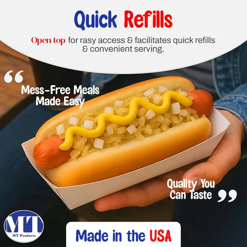 Miniatura 3 de MT Products White Paper - Bandeja/plato para perros calientes (tamaño estándar) bandejas desechables para alimentos (paquete de 50) - Fabricado