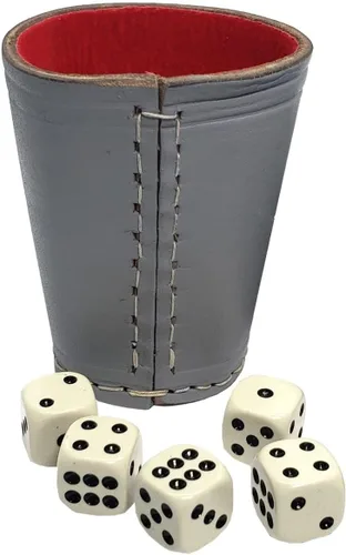 Miniatura 17 de Cyber-Deals - Taza compacta de cuero genuino para dados + dados con bolsa de almacenamiento de terciopelo negro