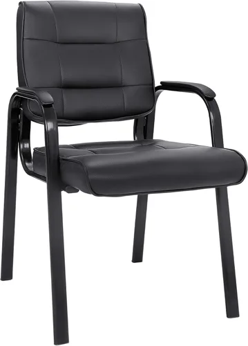 SUPER DEAL Silla de oficina para invitados, silla auxiliar ejecutiva de cuero regenerado, silla de recepción con marco de metal sólido, muebles de