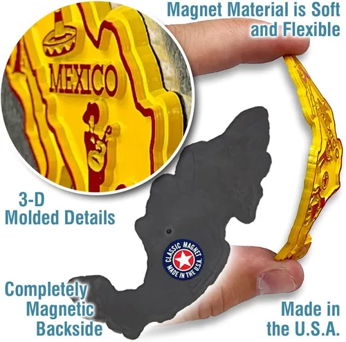 Miniatura 3 de Imán de mapa pequeño de México por Classic Magnets, recuerdos coleccionables de goma 3D estilo vintage y regalos fabricados en los Estados Unidos