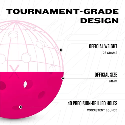 Miniatura 6 de Franklin Sports X-40 pelotas de Pickleball al aire libre - Bola oficial del Pickleball de EE. UU., APP Tour + US Open - Tamaño reglamentario Rosa