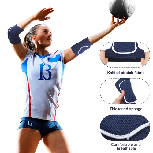 Miniatura 4 de Sosation Juego de 2 Coderas de Voleibol y Mangas para Rodilla y Brazo con Almohadilla de Protección, Accesorios Esenciales de Voleibol con Alta