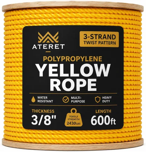 Miniatura 10 de ATERET Cuerda de Polipropileno Trenzada de 3 Hebras Color Tostado Monofilamento I 1-1/2" x 20 Pies I 19,350 lbs. Resistencia a la Tracción I Cordón