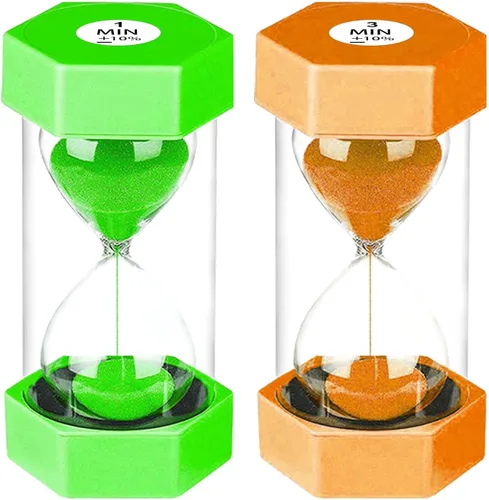 Miniatura 24 de SuLiao Reloj de arena colorido de 3 minutos, reloj de arena morado, temporizador de reloj de arena de plástico para niños, juegos, aula, cocina