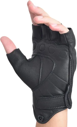 Miniatura 4 de Guantes de motocicleta de piel de cabra sin dedos para hombre, guantes de conducción transpirables para exteriores
