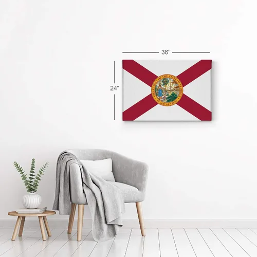 Miniatura 6 de Smile Art Design Lienzo impreso con la bandera del estado de Florida, capital del estado de los Estados Unidos, arte de pared con bandera del estado