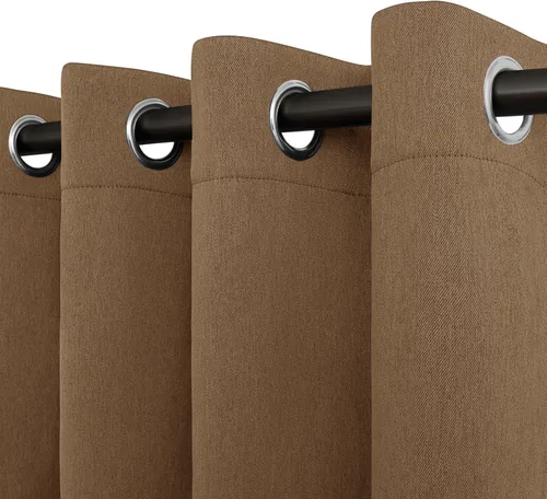 Miniatura 23 de Easy-Going - Cortinas opacas con aspecto de lino para oscurecer la habitación, con ojales para ventana, cortinas para dormitorio, sala de estar