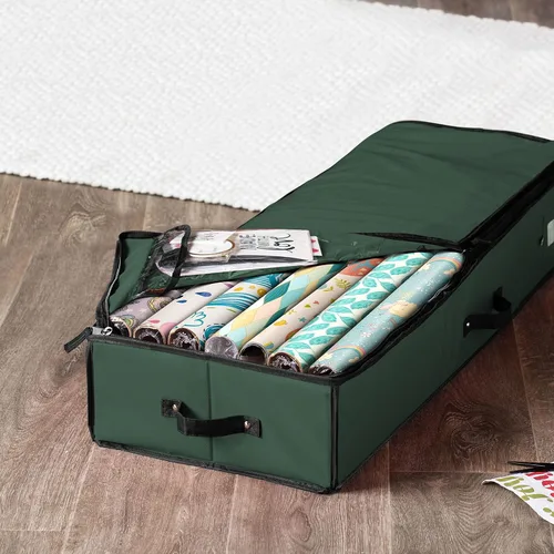 Miniatura 3 de ZOBER Organizador de papel de regalo, contenedores de almacenamiento de papel de regalo de 40 pulgadas con bolsillos interiores para lazos, Verde