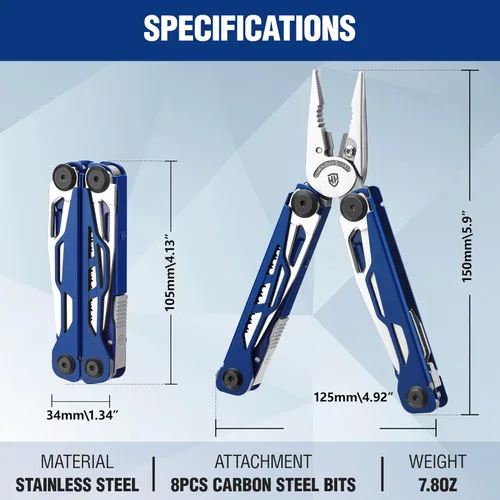 Miniatura 2 de WORKPRO Mutitool 24 en 1, alicates multiherramienta de acero inoxidable con navaja de bolsillo y destornilladores, multiherramienta EDC