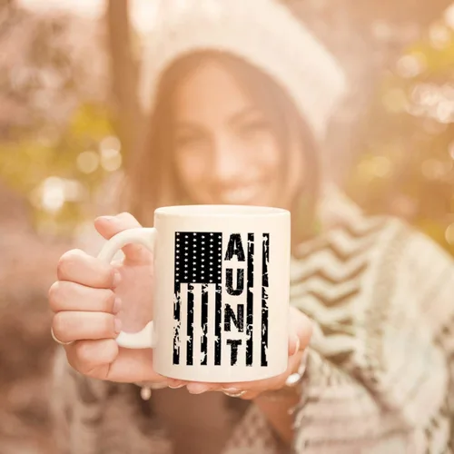 Miniatura 6 de Kropsis Taza de café de cerámica con diseño de bandera americana para familiares y amigos, color blanco