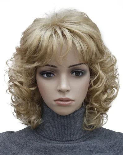Pelucas de pelo sintético a prueba de calor rizadas cortas para mujeres Kalyss, Color-10