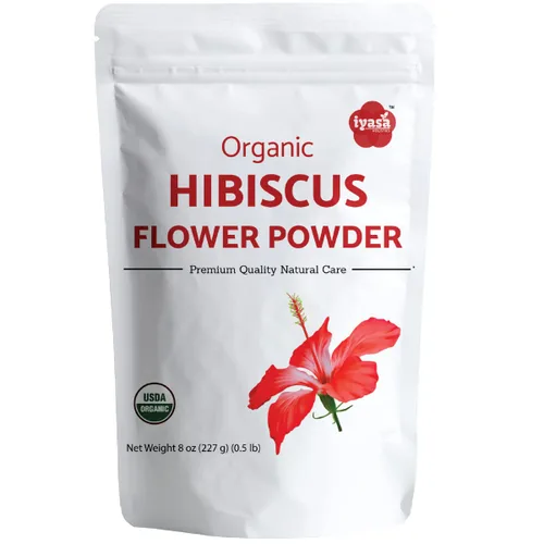 Polvo de hibisco orgánico de 8 onzas, color rosa natural y sabor agrio, grado alimenticio para té de hibisco orgánico, bebidas, horneado y cuidado