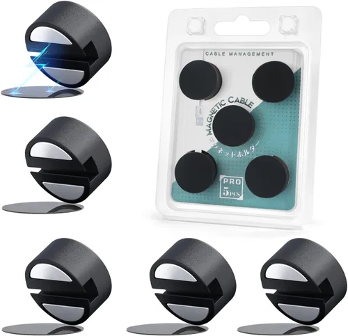 Miniatura 11 de Maveek Soporte magnético para cables, 5 unidades, clips de cable fuertes, placa de metal, organizadores de alambre adhesivo para mesita de noche