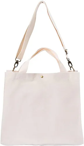 Miniatura 3 de Bolsa cruzada de lona resistente extra grande para el hombro, bolsa de compras, bolsa de playa, multiusos, uso diario Blanco sucio