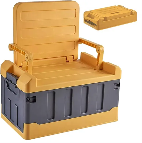 Miniatura 10 de Caja de almacenamiento plegable versátil para camping en coche, organizador de cajuela, contenedores resistentes con tapas, caja de almacenamiento