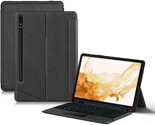 Miniatura 13 de Funda de teclado para Samsung Galaxy Tab S6 Lite de 10.4 pulgadas 2024/2022/2020 con panel táctil, retroiluminación inteligente de 7 colores, funda