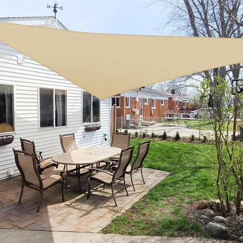 Miniatura 17 de Windscreen4less Toldo Vela de Sombra Solar Triangular de 12' x 12' x 12' Pies, Cubierta de Toldo para Exteriores, Bloqueo UV para Patio Trasero, Rojo