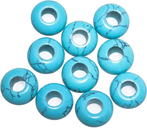 Miniatura 14 de Cuentas de piedra natural de agujero grande (0.23 a 0.236 pulgadas) pulidas Rondelle cuentas de piedras preciosas europeas para pulseras de dijes