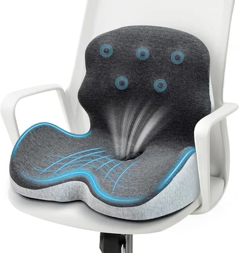 Cojín de asiento – Cojín de espuma viscoelástica para silla de oficina, almohada de apoyo lumbar de una pieza, para alivio de la presión de la doble