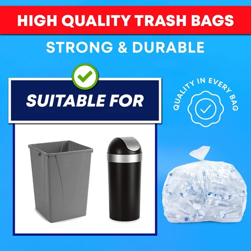 Miniatura 2 de Tasker Bolsas de basura de 30 a 33 galones resistentes (valor 100/bolsas con lazos) bolsas de basura grandes de plástico transparente