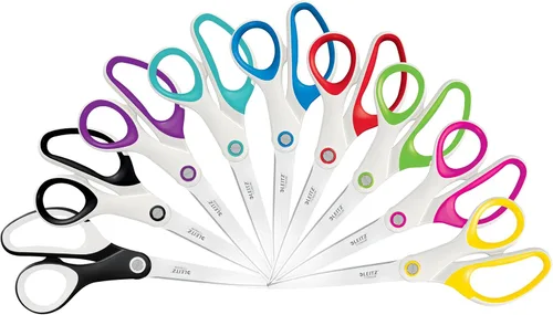 Miniatura 7 de Leitz Tijeras de titanio, para diestros o zurdos, 2.6 x 0.6 x 5.9 in, papelería de oficina, mango ergonómico, rango WOW, color blanco perla