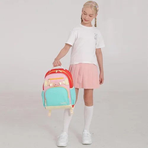 Miniatura 2 de Lindas mini mochilas para niñas de 2 a 4 años, mochila preescolar (aguamarina, rosa y rojo)