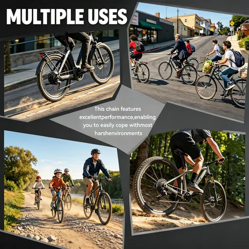 Miniatura 3 de Cadena de bicicleta de 6/7/8 velocidades 122 eslabones, kit de reemplazo de cadena de bicicleta con herramienta de cadena de bicicleta para motor