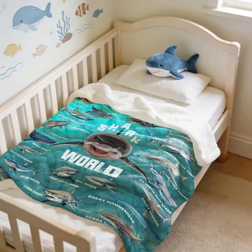 Miniatura 3 de Manta de regalo de tiburón para niños, niñas y amantes de los tiburones, súper suave, ligera y cálida para sala de juegos, cama y campamento, 30 x