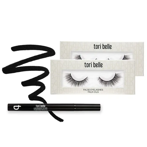 Miniatura 2 de XOXO Lash Adhesivo Delineador y Pestañas Falsas Paquete por Tori Belle (XOXO Lashes & Black Liner)