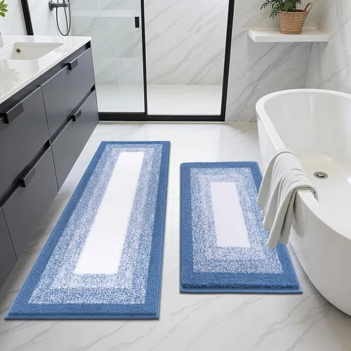 Miniatura 12 de Juegos de alfombras de baño de 3 piezas, alfombras de baño antideslizantes absorbentes, alfombras de baño de felpa extra suaves y esponjosas