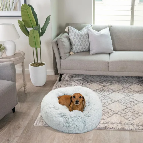 Miniatura 7 de Best Friends by Sheri - The Original Calming Donut - Cama calmante en forma de dona para perros y gatos - Pelo largo, gris escarcha, S, 23 x 23