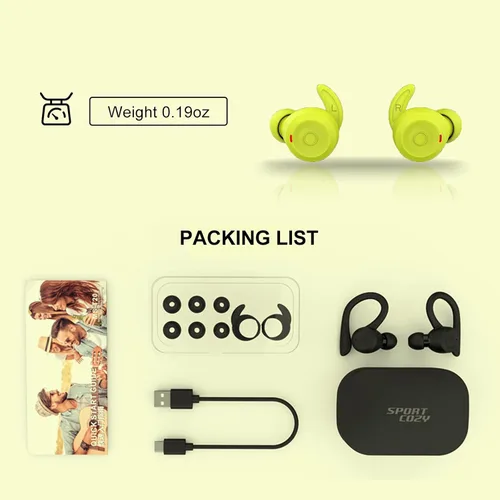 Miniatura 7 de Auriculares inalámbricos verdes sobre la oreja con ganchos para los oídos Auriculares Bluetooth para correr con gancho para la oreja Auriculares
