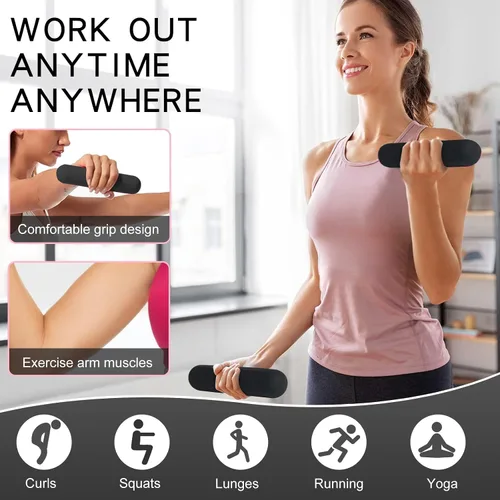 Miniatura 3 de Barras de pesas de mano para mujer, juego de 2 o 1 anillo de pesas rusas de 3 libras para caminar, entrenamiento, pilates, entrenamiento de fuerza