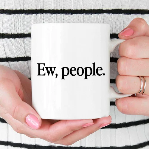 Miniatura 2 de Loftipop Ew People Funny Coffee Mug for Introvert, Sarcastic Gag Gift Women Men Friend Sister Brother Coworker, Sassy Fun Mugs (11oz)