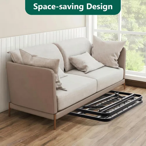 Miniatura 6 de Marco de cama plegable individual, plataforma de metal resistente con almacenamiento de 14 pulgadas, no necesita somier, fácil montaje sin