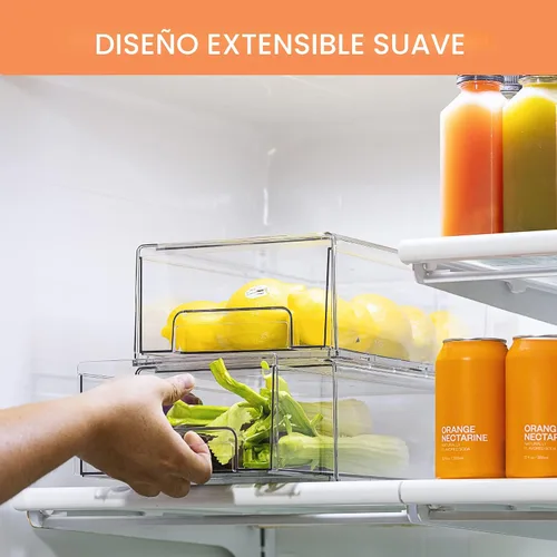 Miniatura 3 de Sorbus - Cajones de almacenamiento transparentes medianos (2 unidades) – Cajones organizadores apilables para refrigerador, despensa, cocina