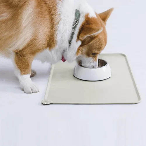 Miniatura 7 de AUDWUD - Tapete de silicona impermeable para alimentación de perros y gatos, antideslizante, tapete para tazón de mascotas Beige