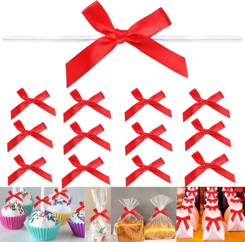 Miniatura 9 de 100 lazos preatados azul satinado de 3 pulgadas con lazos giratorios, bolsas de golosinas, paletas para pasteles y galletas
