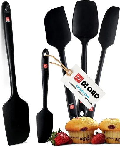 DI ORO Juego de espátulas de silicona – Espátulas de cocina de goma para hornear, cocinar y mezclar – Resistente al calor a 600 °F y libre de BPA